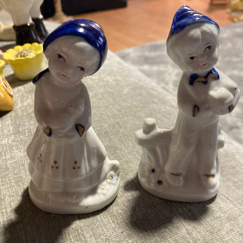 Vintage Blue and White Ceramic Figurines